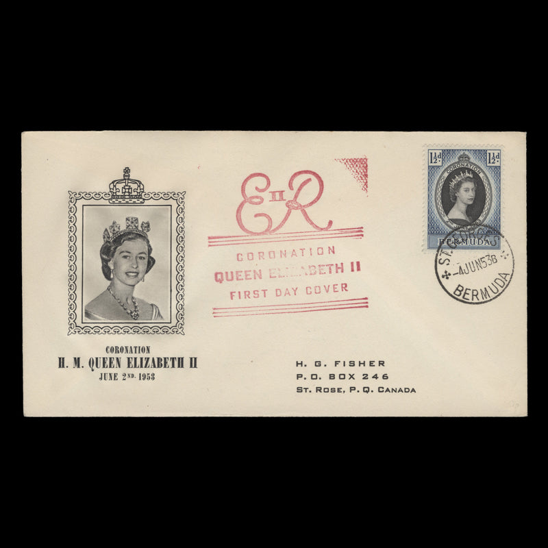 Bermuda 1953 (FDC) 1½d Coronation, ST GEORGES