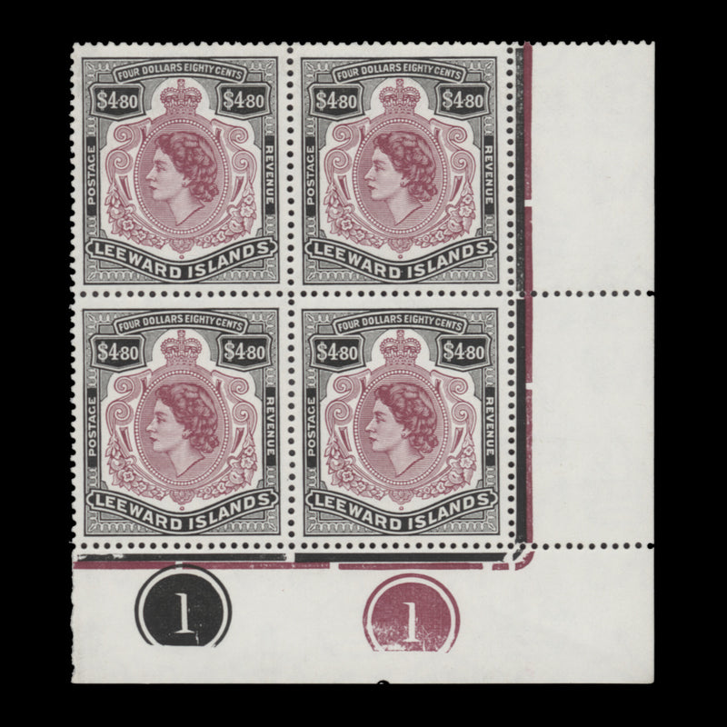 Leeward Islands 1954 (MNH) $4.80 Queen Elizabeth II plate block