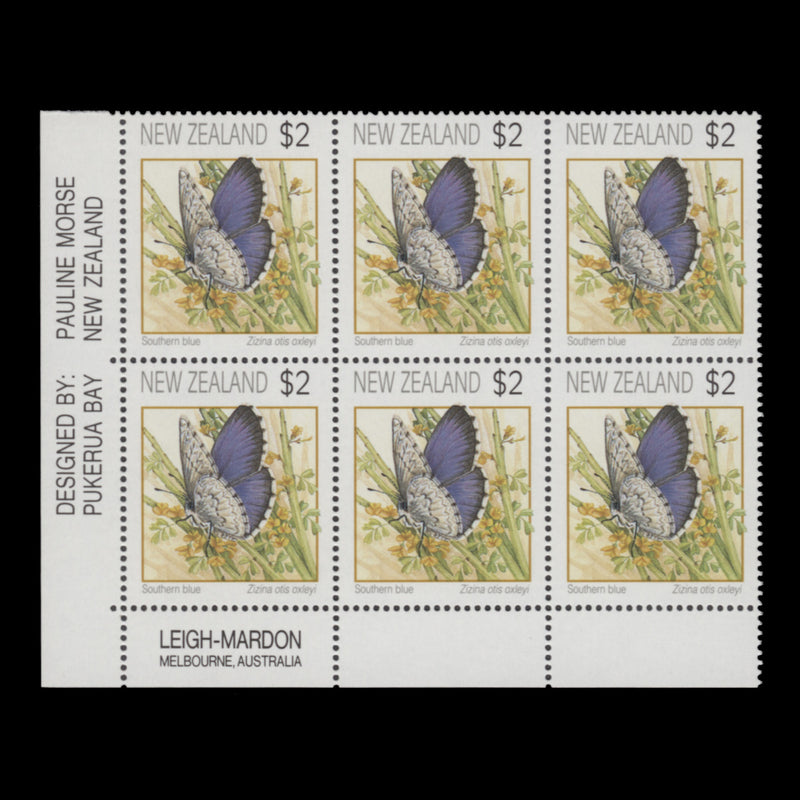 New Zealand 1991 (MNH) $2 Southern Blue imprint block