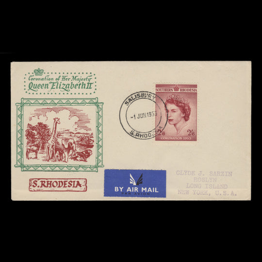 Southern Rhodesia 1953 (FDC) 2s6d Coronation, SALISBURY