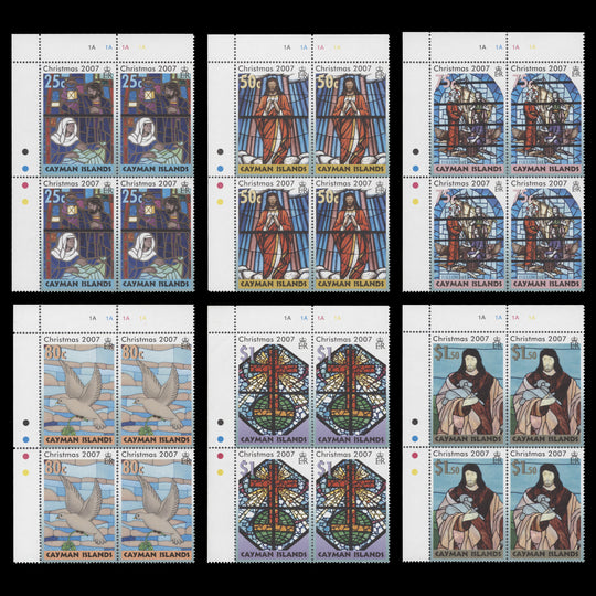 Cayman Islands 2007 (MNH) Christmas traffic light/plate blocks