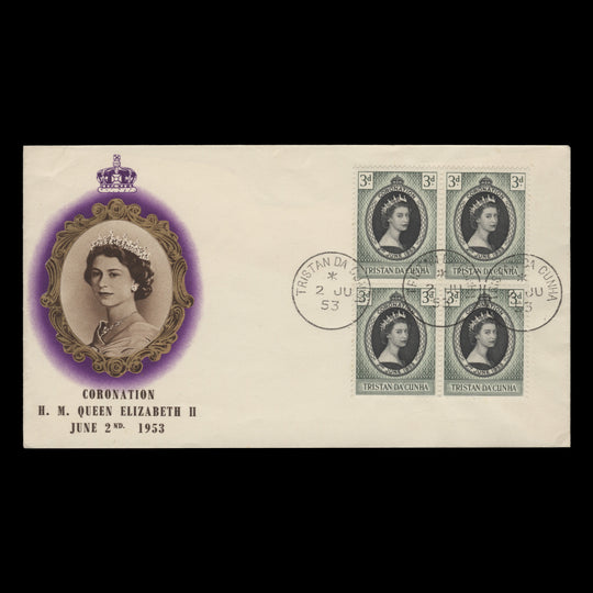 Tristan da Cunha 1953 (FDC) 3d Coronation block