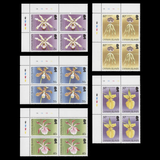 Cayman Islands 2005 (MNH) Orchids plate 1A–1A–1A–1A blocks