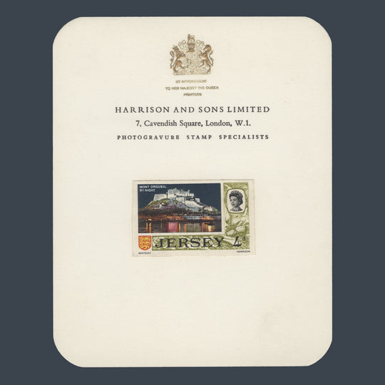 Jersey 1969 (Proof) 4d Mont Orgueil by Night imperf single on presentation card