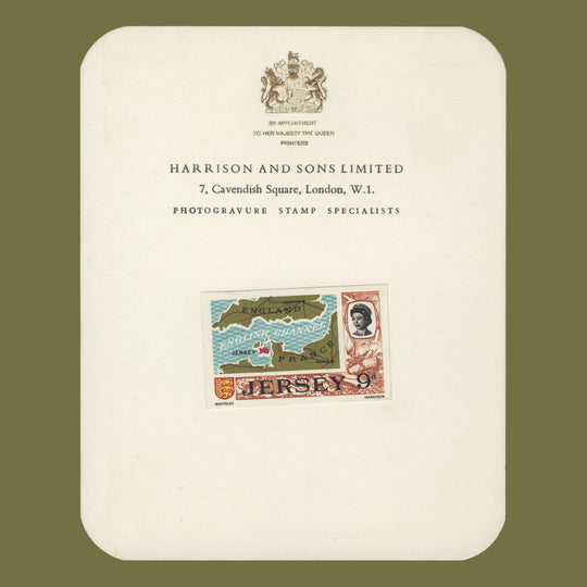 Jersey 1969 (Proof) 9d English Channel imperf single on presentation card
