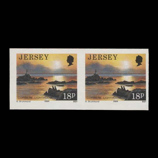 Jersey 1989 (Variety) 18p Corbiere Lighthouse imperf pair