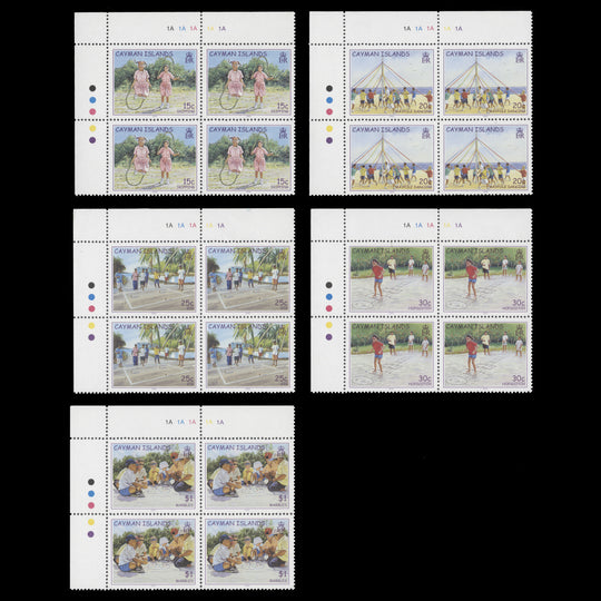 Cayman Islands 2003 (MNH) Children's Games plate blocks