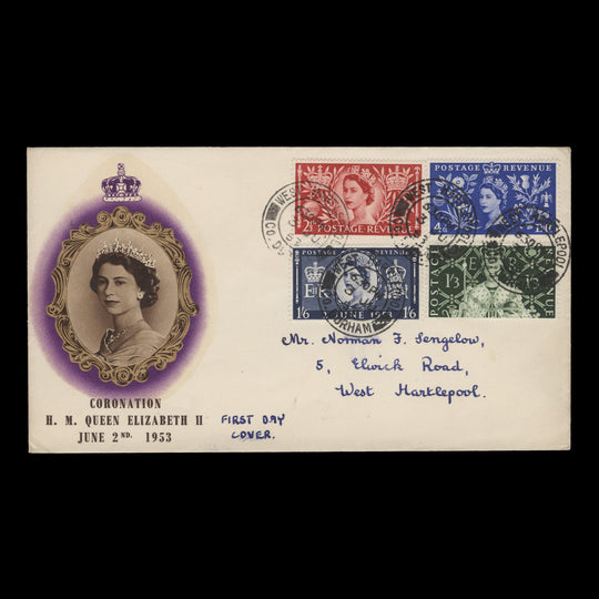 Great Britain 1953 Coronation first day cover, WEST HARTLEPOOL