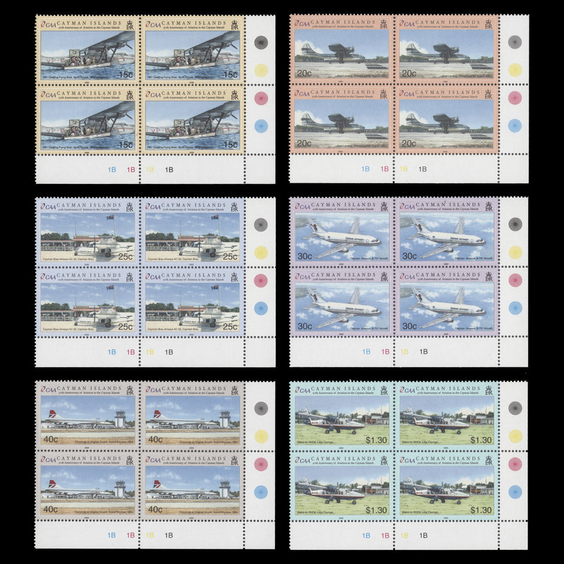 Cayman Islands 2002 (MNH) Aviation Anniversary plate blocks