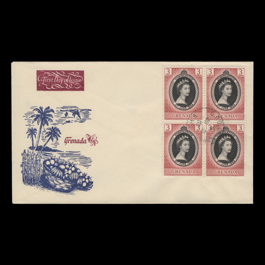 Grenada 1953 (FDC) 3c Coronation block, GPO