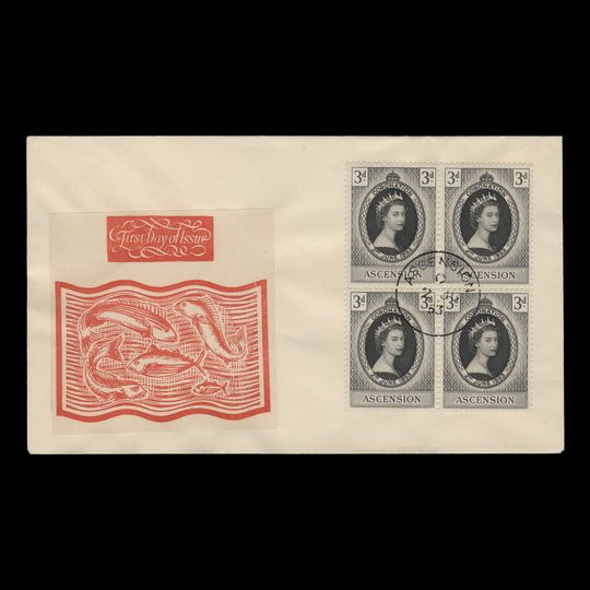 Ascension 1953 (FDC) 3d Coronation block