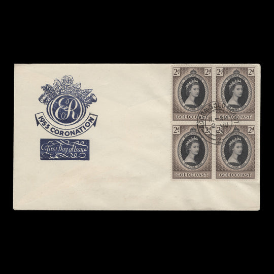 Gold Coast 1953 (FDC) 2d Coronation block, ACCRA