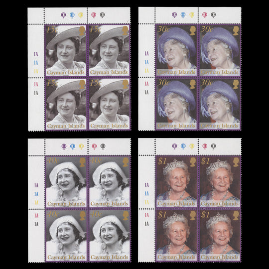 Cayman Islands 2002 (MNH) Queen Mother Commemoration plate blocks