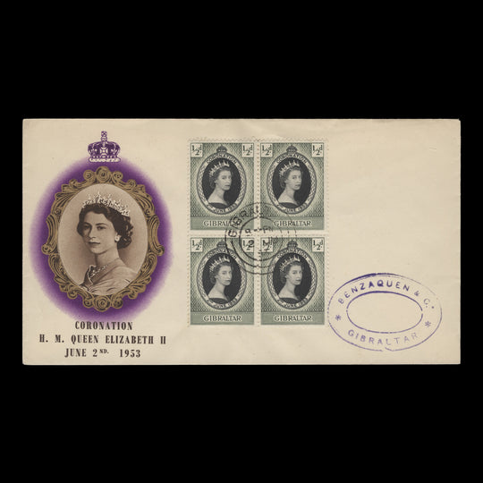 Gibraltar 1953 (FDC) ½d Coronation block