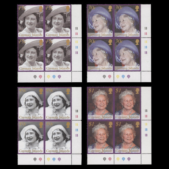 Cayman Islands 2002 (MNH) Queen Mother Commemoration plate blocks