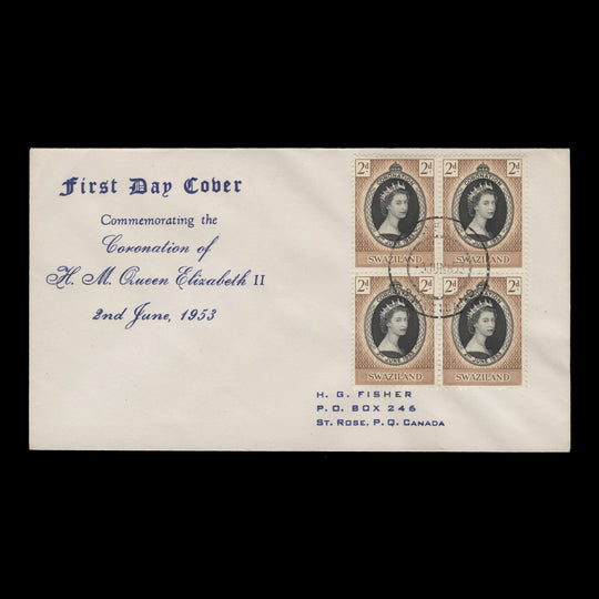 Swaziland 1953 (FDC) 2d Coronation block, MBABANE