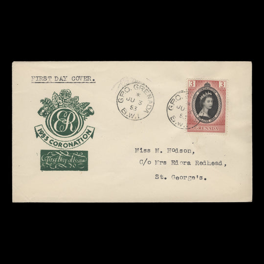 Grenada 1953 (FDC) 3c Coronation, GPO