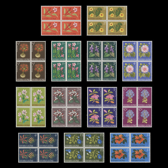 Sierra Leone 1963 (MNH) Flowers Definitives blocks