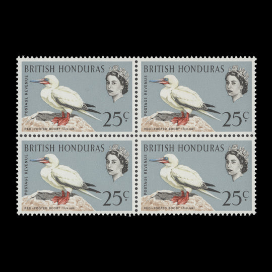 British Honduras 1962 (MNH) 25c Red-Footed Bobby block