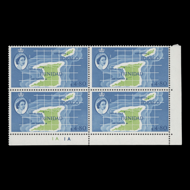 Trinidad & Tobago 1960 (MLH) $4.80 Map of the Islands plate 1A–1A block