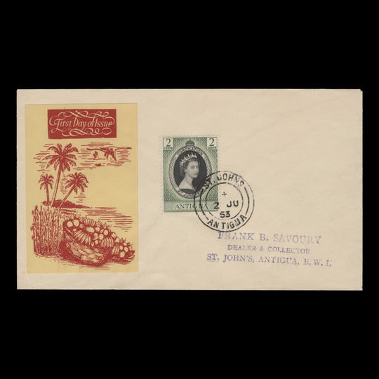 Antigua 1953 (FDC) 2c Coronation, ST JOHNS
