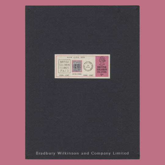 Solomon Islands 1970 (Proof) 7c New GPO imperf single on  presentation card