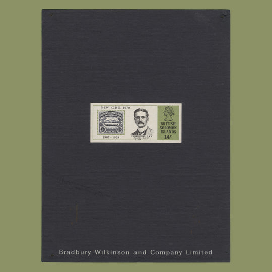 Solomon Islands 1970 (Proof) 14c New GPO imperf single on  presentation card