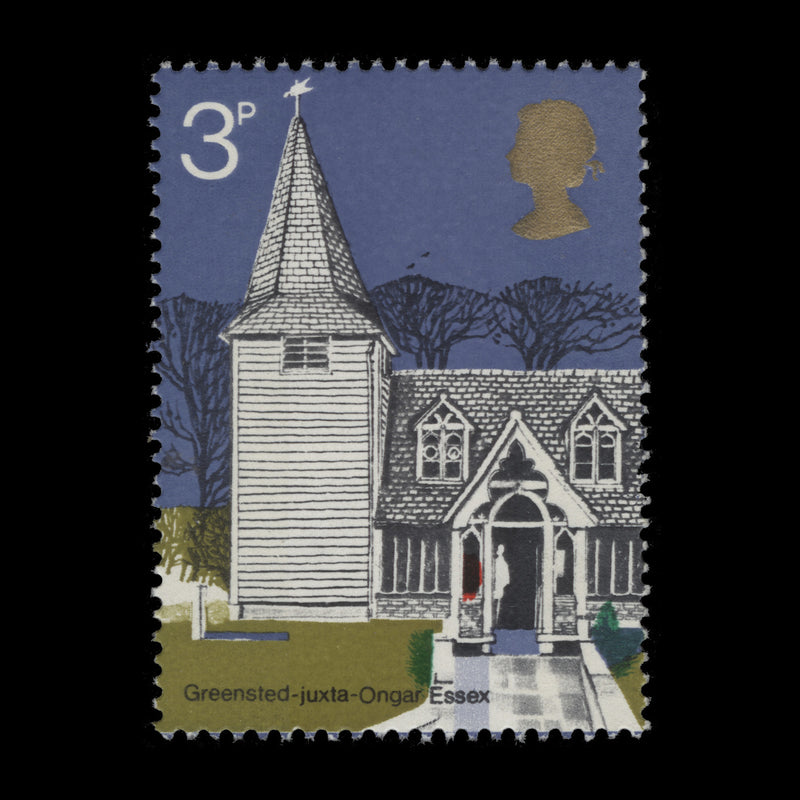 Great Britain 1972 (Variety) 3p Village Churches orange-vermilion shift