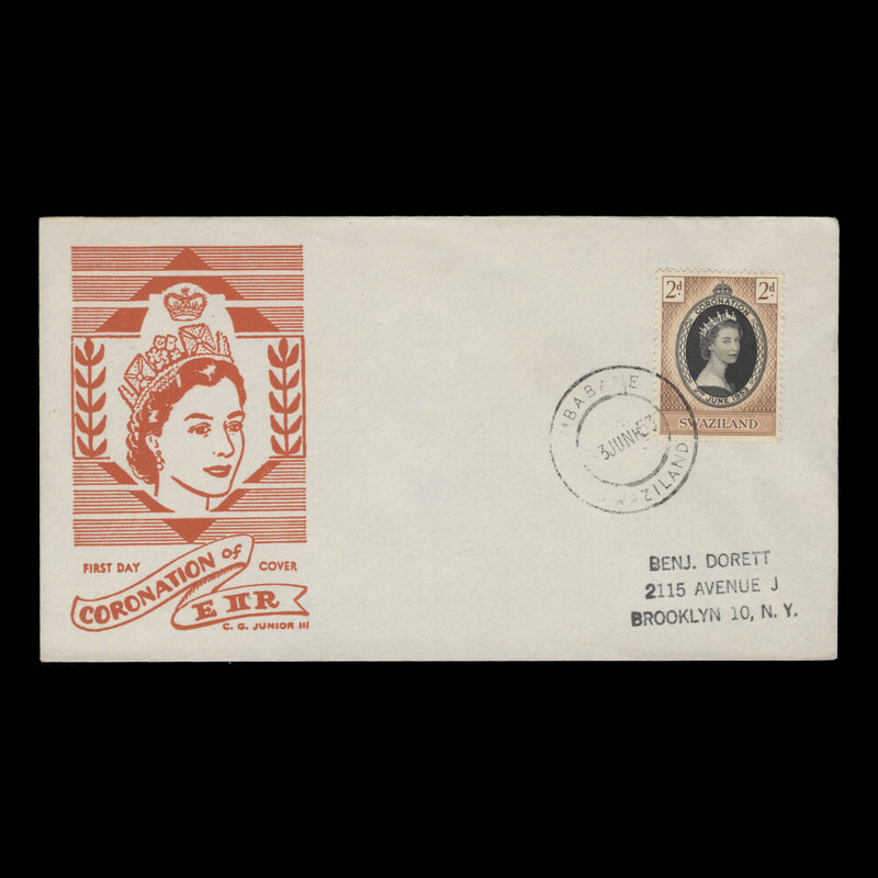 Swaziland 1953 (FDC) 2d Coronation, MBABANE