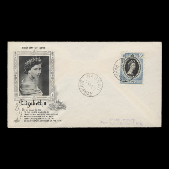 Bahamas 1953 (FDC) 6d Coronation, NASSAU