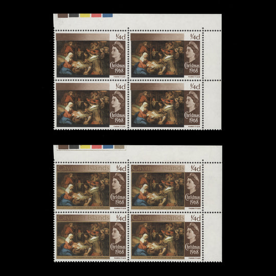 Cayman Islands 1968 (Variety) ¼d Christmas traffic light block missing gold