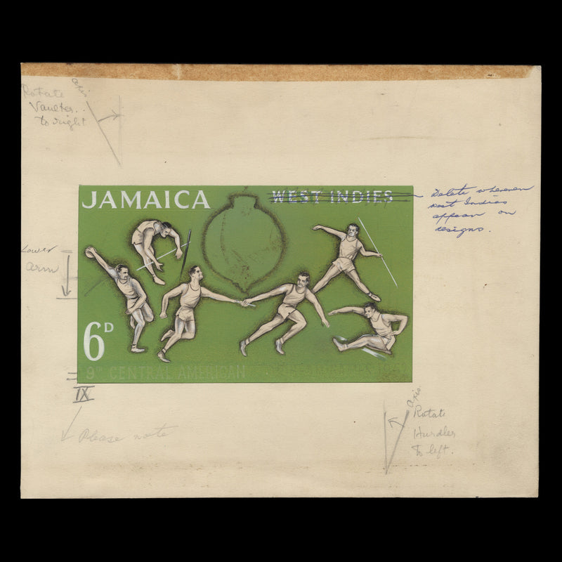 Jamaica 1962 (Artwork) Central American & Caribbean Games watercolour essay
