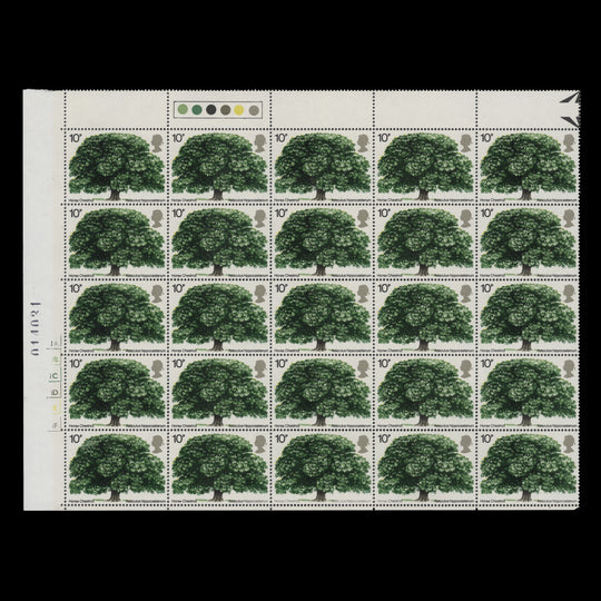 Great Britain 1974 (MLH) 10p British Trees traffic light/cylinder block