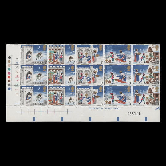 Great Britain 1973 (MLH) 3p Christmas traffic light/cylinder block, gum arabic
