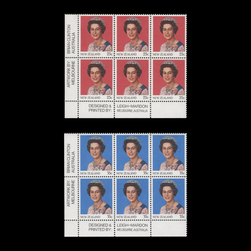 New Zealand 1985 (MNH) Queen Elizabeth II imprint blocks