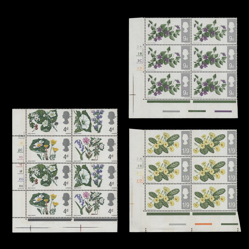 Great Britain 1967 (MNH) British Wild Flowers phosphor cylinder blocks