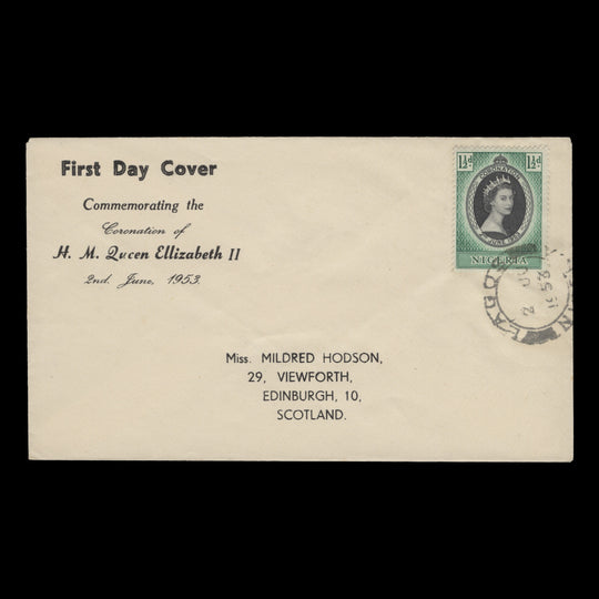 Nigeria 1953 (FDC) 1½d Coronation, LAGOS