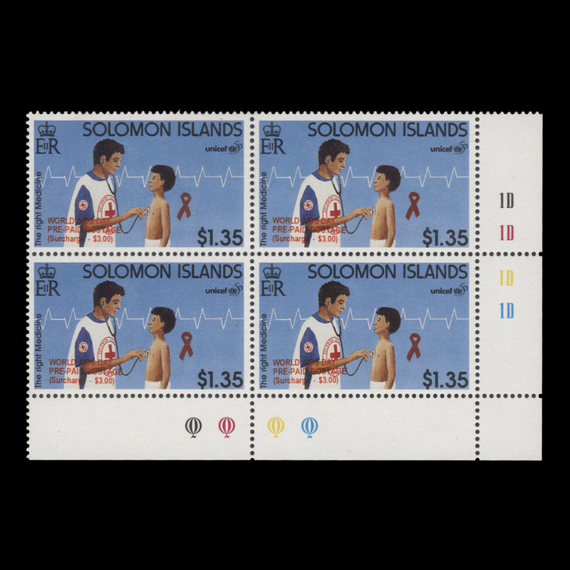 Solomon Islands 2003 (MNH) $1.35+$3 World Aids Day plate block