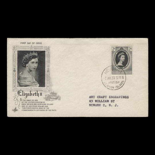 Solomon Islands 1953 (FDC) 2d Coronation, HONIARA