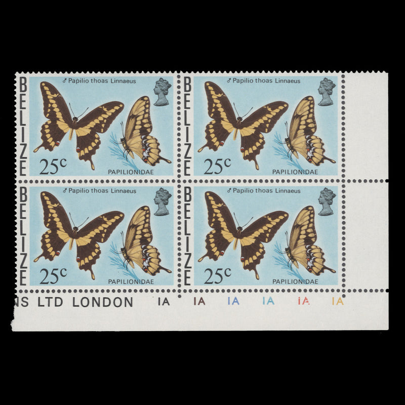 Belize 1977 (MNH) 25c Papilio Thoas plate block