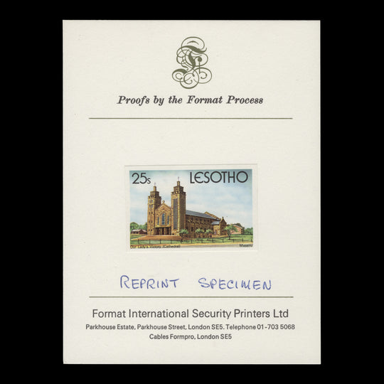 Lesotho 1980 (Proof) 25s Our Lady's Victory Cathedral imperf single, Format