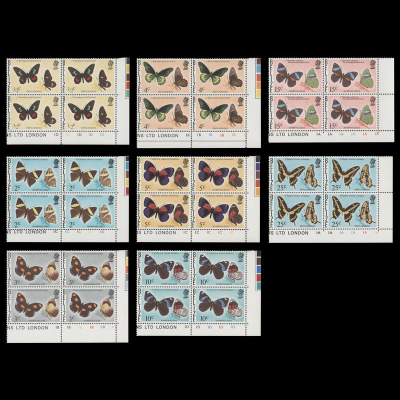 Belize 1975 (MNH) Butterflies Definitives plate blocks
