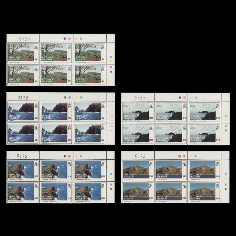 Pitcairn Islands 1993 (MNH) Scenic Views traffic light/plate blocks