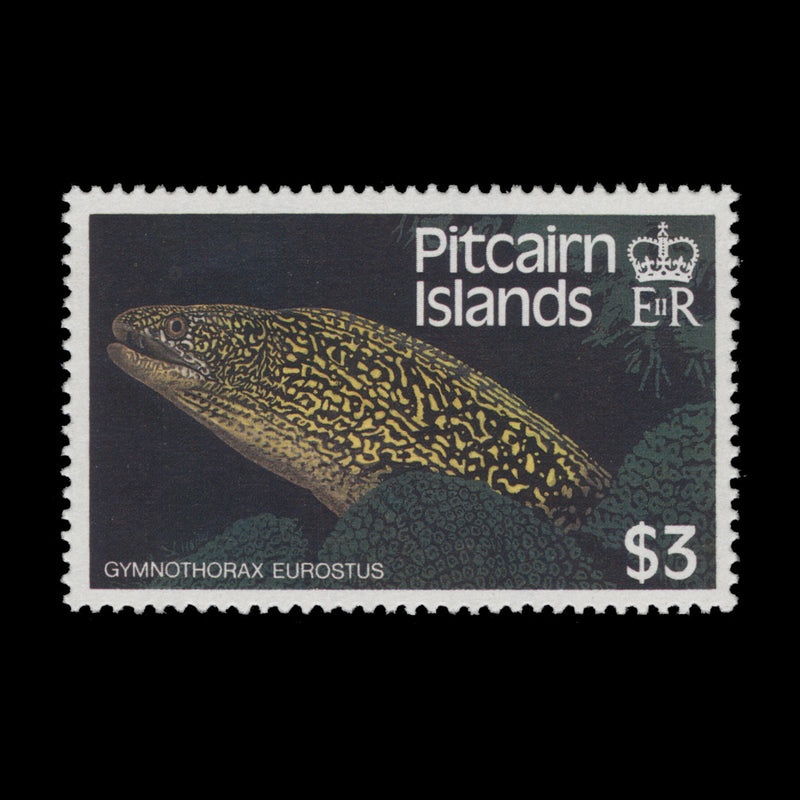 Pitcairn Islands 1988 (Variety) $3 Gymnothorax Eurostus with watermark to right