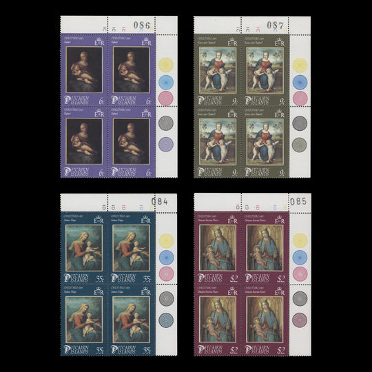 Pitcairn Islands 1985 (MNH) Christmas traffic light/plate blocks