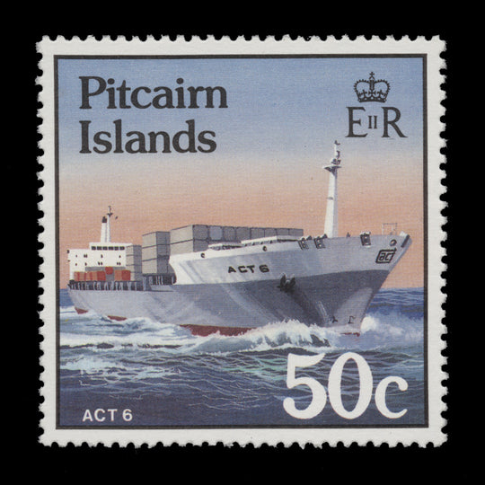 Pitcairn Islands 1985 (Variety) 50c Act 6 with watermark to right