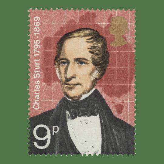 Great Britain 1973 (Variety) 9p British Explorers with brown-grey printed double