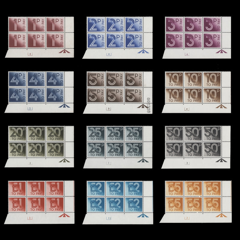 Great Britain 1982 (MNH) Postage Dues cylinder blocks