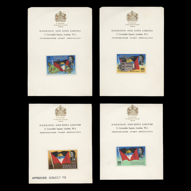 Antigua 1967 (Proof) Statehood imperf singles on presentation cards