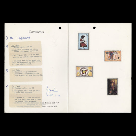 Vanuatu 1981 Christmas imperf essays in presentation folder